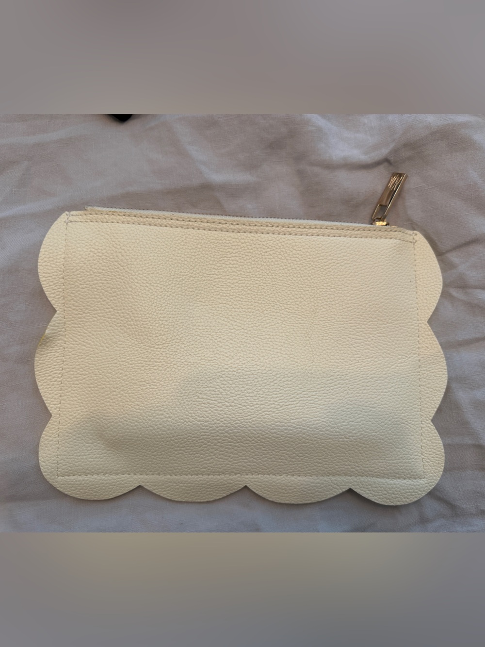 Neiman Marcus Scalloped Cream Leather clutch/ Pouch